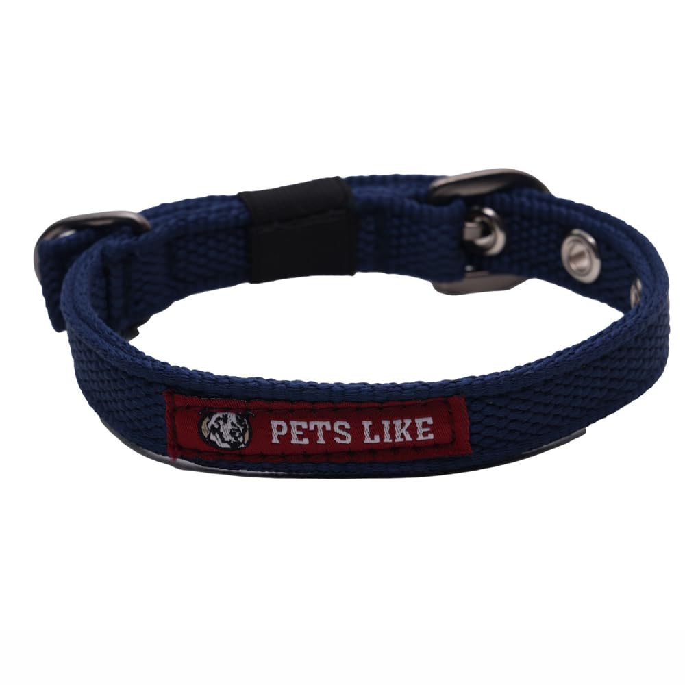 Pets Like Dog Polyester Collar Navy Blue(38Mm)