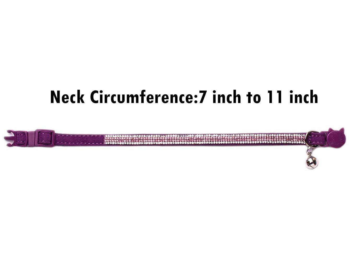 Boombone Rhinestone Cat Breakaway Collar Pack Of 2 Purple Kitten Collars With Bell