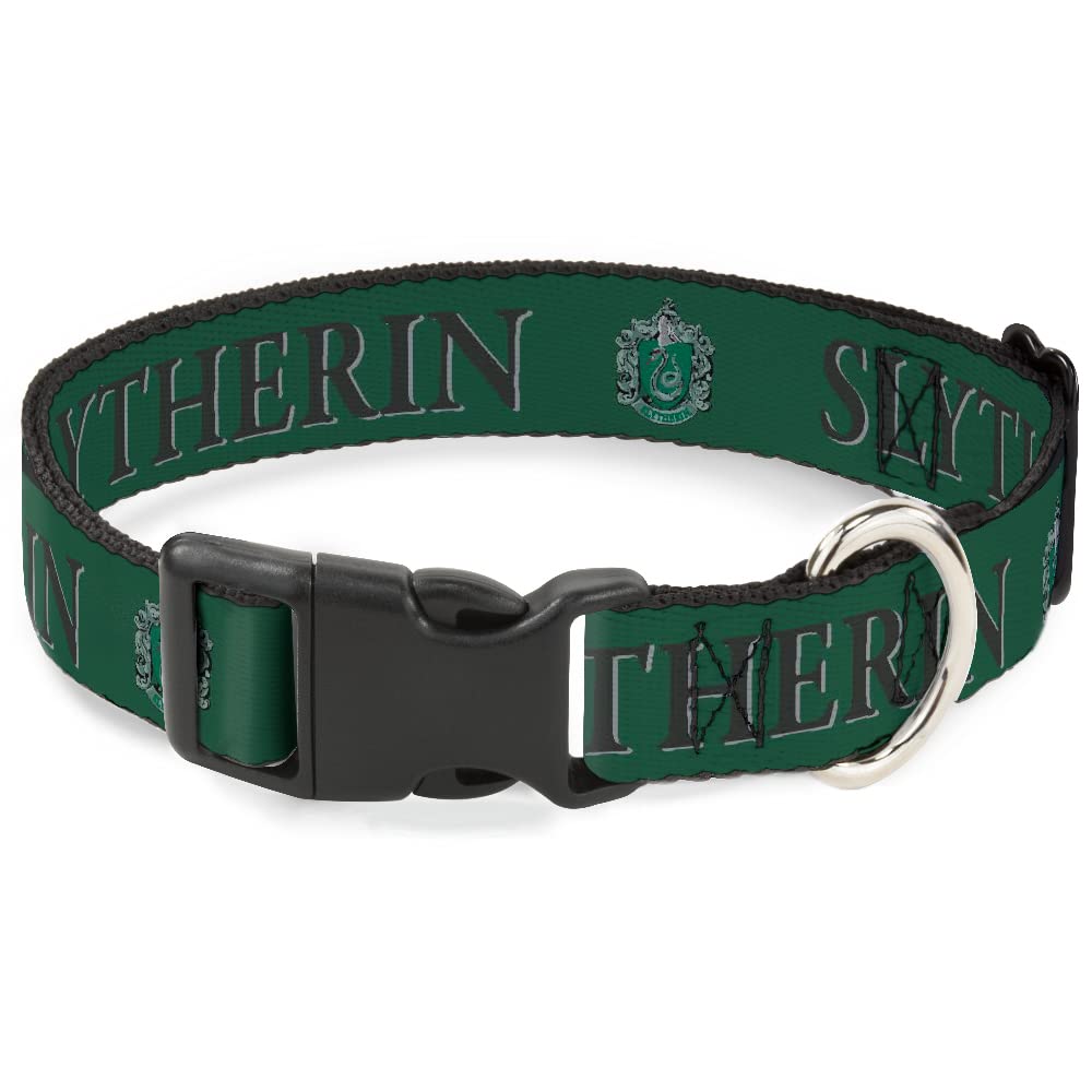 Buckle-Down Dog Collar Plastic Clip Harry Potter Slytherin Crest Green Black 11 to 16.5 Inches 1.0 Inch Wide
