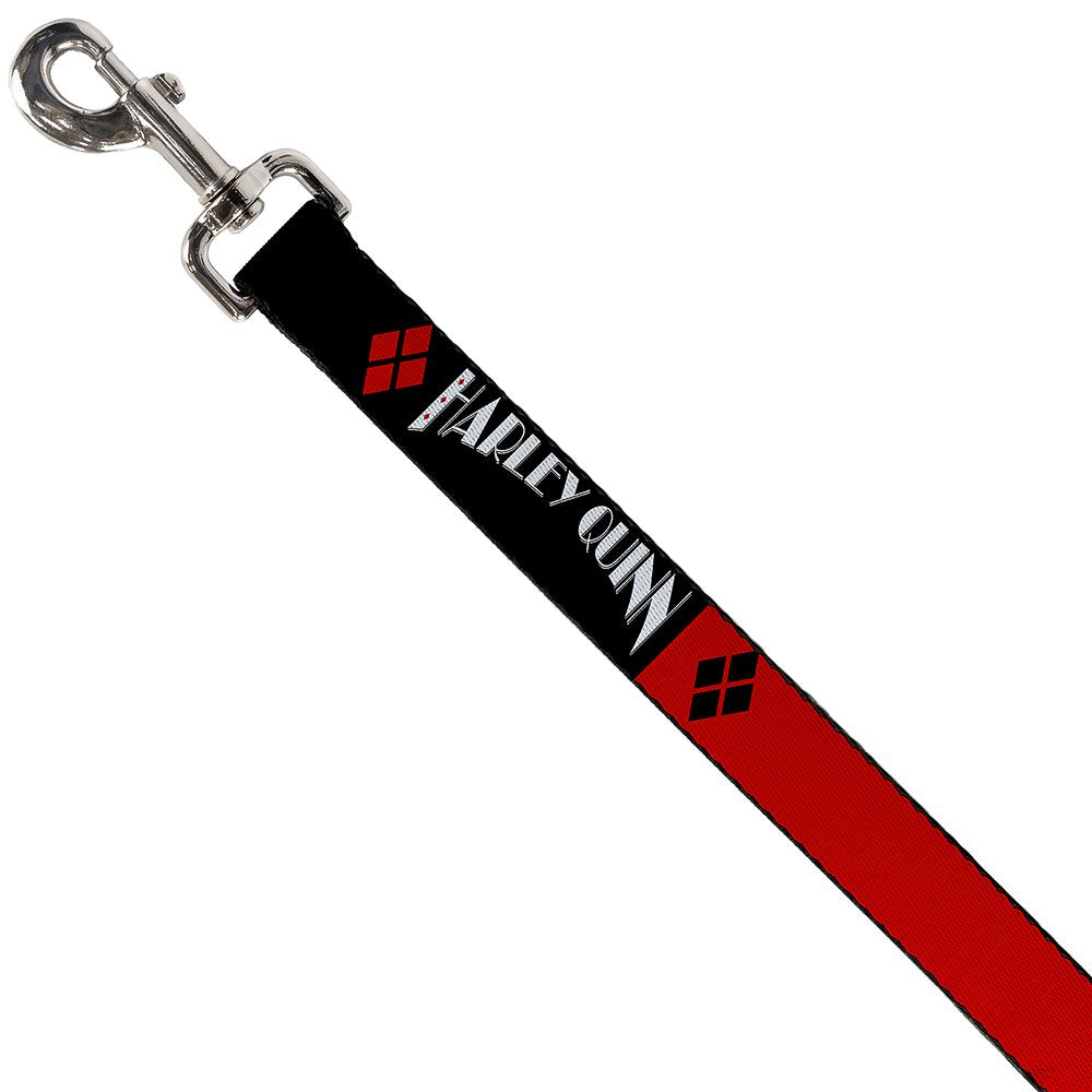 Buckle-Down Pet Leash - Harley Quinn/Diamonds Black/Red/White - 4 Feet Long - 1.5'' Wide