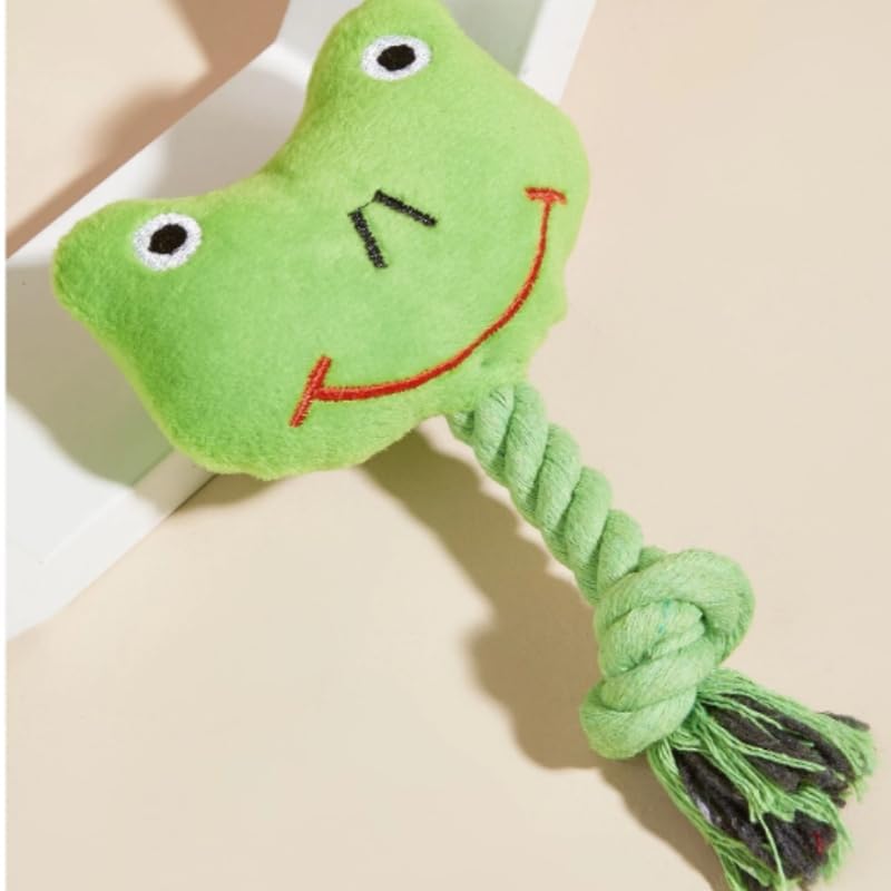 Kittupet Puppy Squeaky Toys Stuffed Squeaky Playing Chewing Teeth Cleaning Interactive & Training Animal Shape Toy1 Piece (Frog