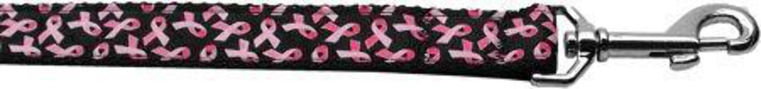 Pet Dog & Cat Nylon Collar or Leash, "Pink Ribbons On Black" 5/8" w x 6 ft. leash