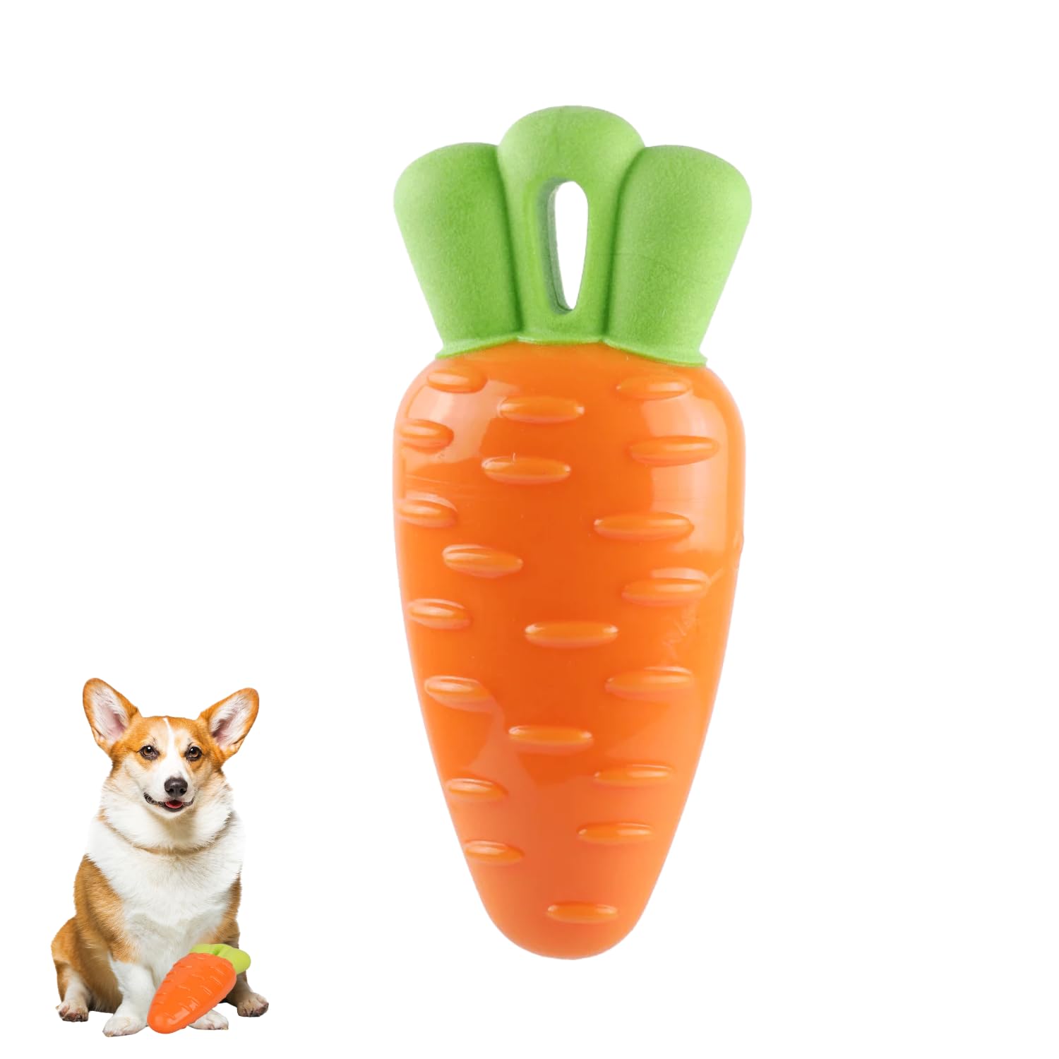 Paw N Pet Squeaky Carrot Dog Toy  Durable Rubber Veggie Carrot Chew Toy For Dogs, Puppies & Small Dogs, Interactive, NonToxic,