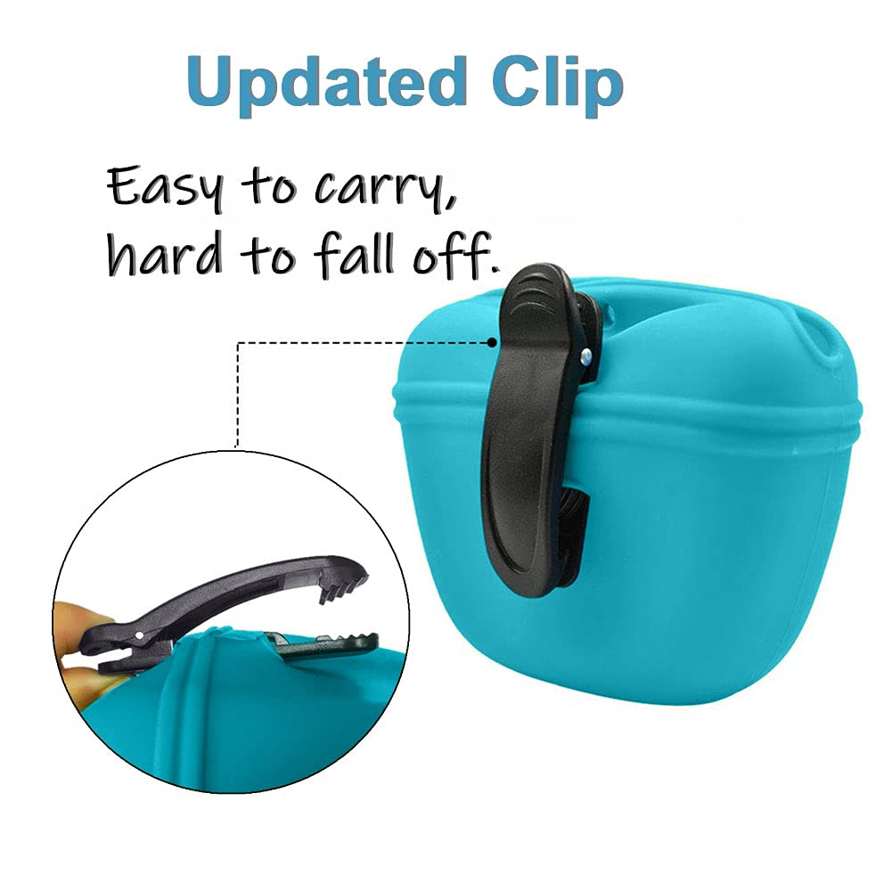 RoyalCare Silicone Dog Treat Pouch-Small Training Bag-Portable Dog Treat Bag for Leash with Magnetic Closure and Waist Clip - 2p