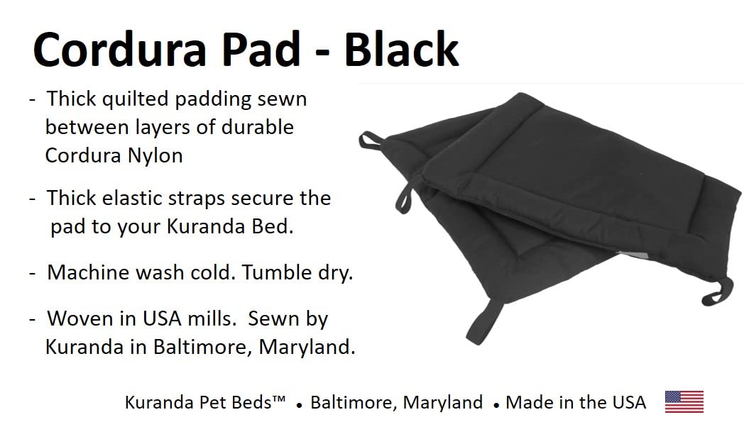 Kuranda Cordura Pad - Large 40"x25" - Black Nylon Dog Bed, Model 93-o4-BK-oo