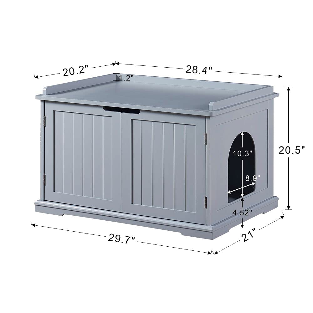 Unipaws Cat Litter Box Enclosure Furniture, Cat Washroom, Hidden Litter Box Cover, Cabinet For Large Cat, Dog Proof Cat Litter Boxes, Hideaway Litter Box, Cat House, Grey