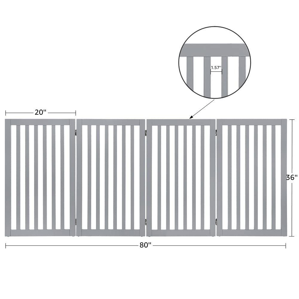 Unipaws Freestanding Wooden Pet Gate For Dog And Cat, 24'' H And 36'' H Foldable Dog Gate With 2Pcs Support Feet For Doorway, Ha