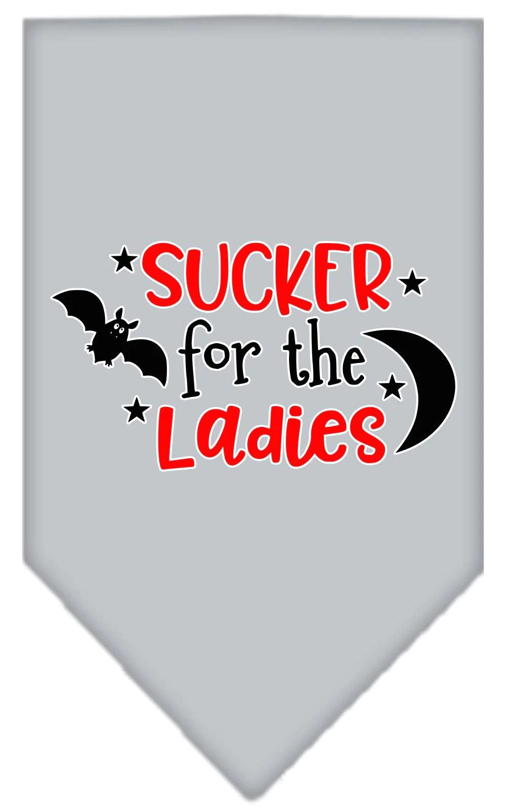 Halloween Pet and Dog Bandana Screen Printed, "Sucker For The Ladies" Bright Pink Large