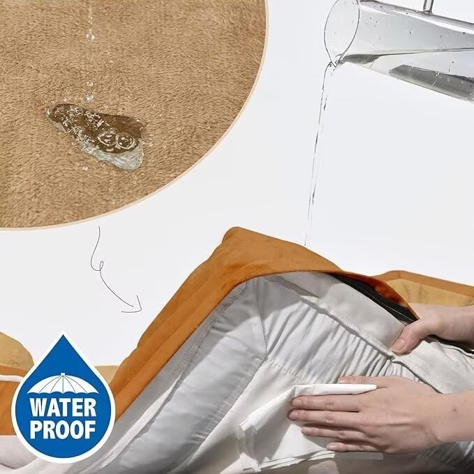 Comfort Expression Large Dog Beds Orthopedic Foam, Waterproof Dog Beds For Large Sized Dogs, Comfy Washable Pet Bed Sofa With Removable Cover & Non-Slip Bottom(Large,Caramel)