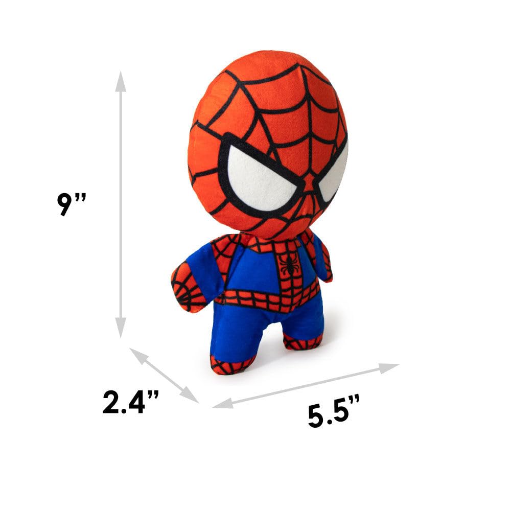 Buckle-Down Dog Toy, Marvel, Plush Squeaker Spider Man Kawaii Standing Pose, Multi Color, 8' X 6', Dtpt-Spdcz