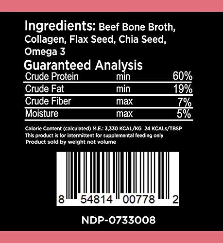 Natures Diet Pet Bone Broth Protein Powder with Collagen, Chia Seed, Flax Seed & Omega 3 (Skin & Coat, 6 oz (60 Servings))