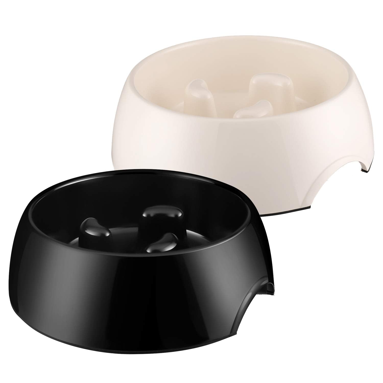 Flexzion Slow Feed Dog Bowl - Anti-Slip Slip Resistant Base Pet Animal Puppy Feeder Food Water Container Holder Dish Storage Ant