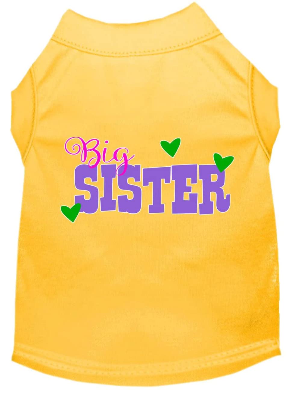 Pet Dog & Cat Shirt Screen Printed, "Big Sister" Yellow SM (3-6 lbs.)