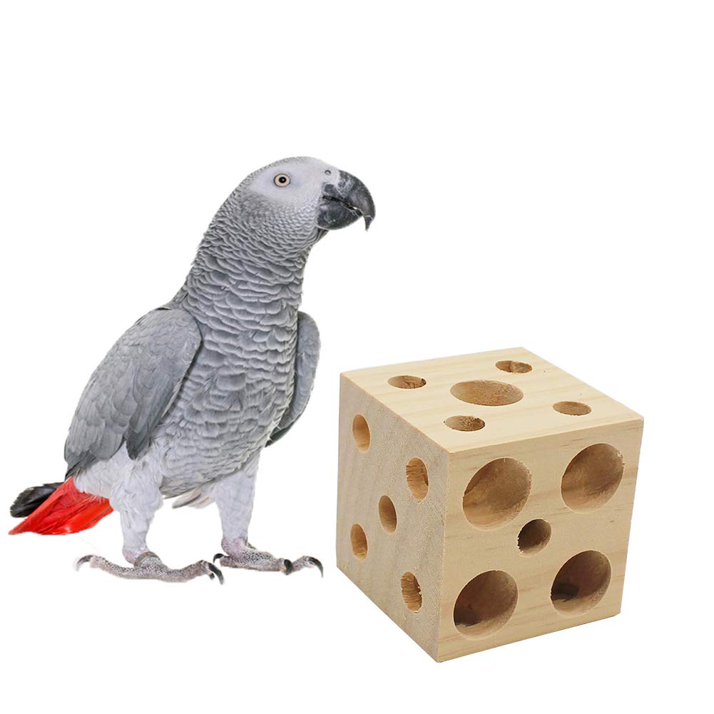 QBLEEV Bird Wooden Block Puzzle Parrot Chicken Foraging Toys, Small Animal Shredding Teething Parakeet Cockatiel Conure Budgie C
