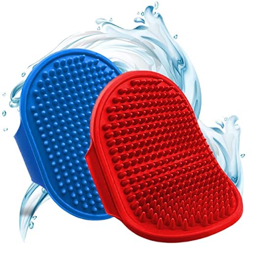 Pet Massage Rubber Bath Glove For Dogs, Cats, Rabbit, & Hamster | Grooming Shampoo Washing Soothing