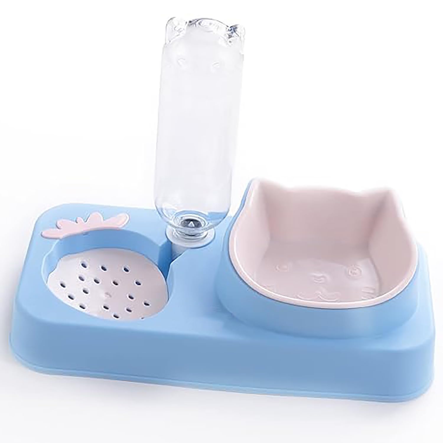 Heart Home 2In1 Cat & Dog Bowl Set With Replaceable Water Bottle|Detachable Cat Bowl Set|Premium Pp & Abs Plastic|NonToxic|Su