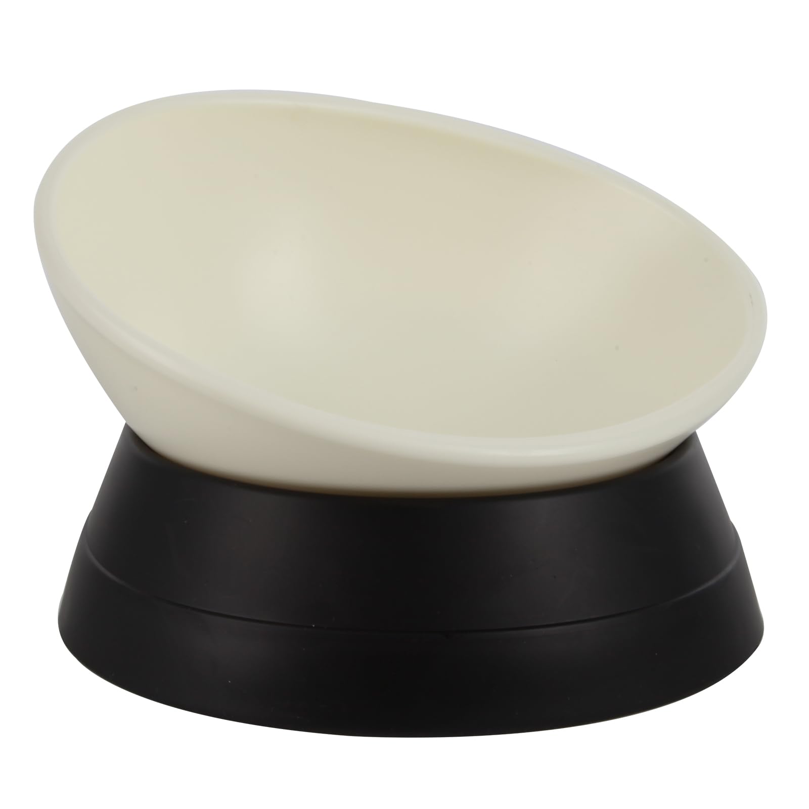 Bulldog Bowl Anti-Slip Dog Cat Dish Detachable Rubber Dog Bowl Pet Sterile Tilted Pet Feeder Slope Base (Black, 3.5 Cup (Medium/