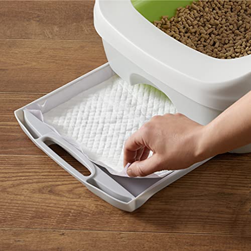 Amazon Basics Cat Pee Pads, 100 Count, Universal Fit For Litter Box, Odor Control With Fresh Scent, White/Purple