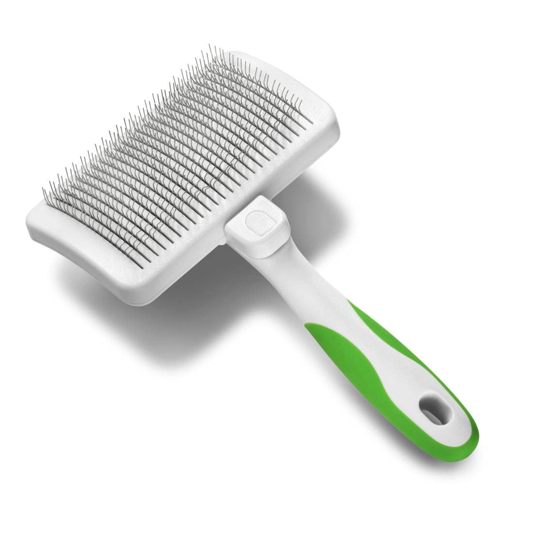 Andis SelfCleaning Slicker Brush  Lime Green Dog & Cat Grooming Tool | Removes Loose Hair, Mats & Tangles | Easy Clean With Co