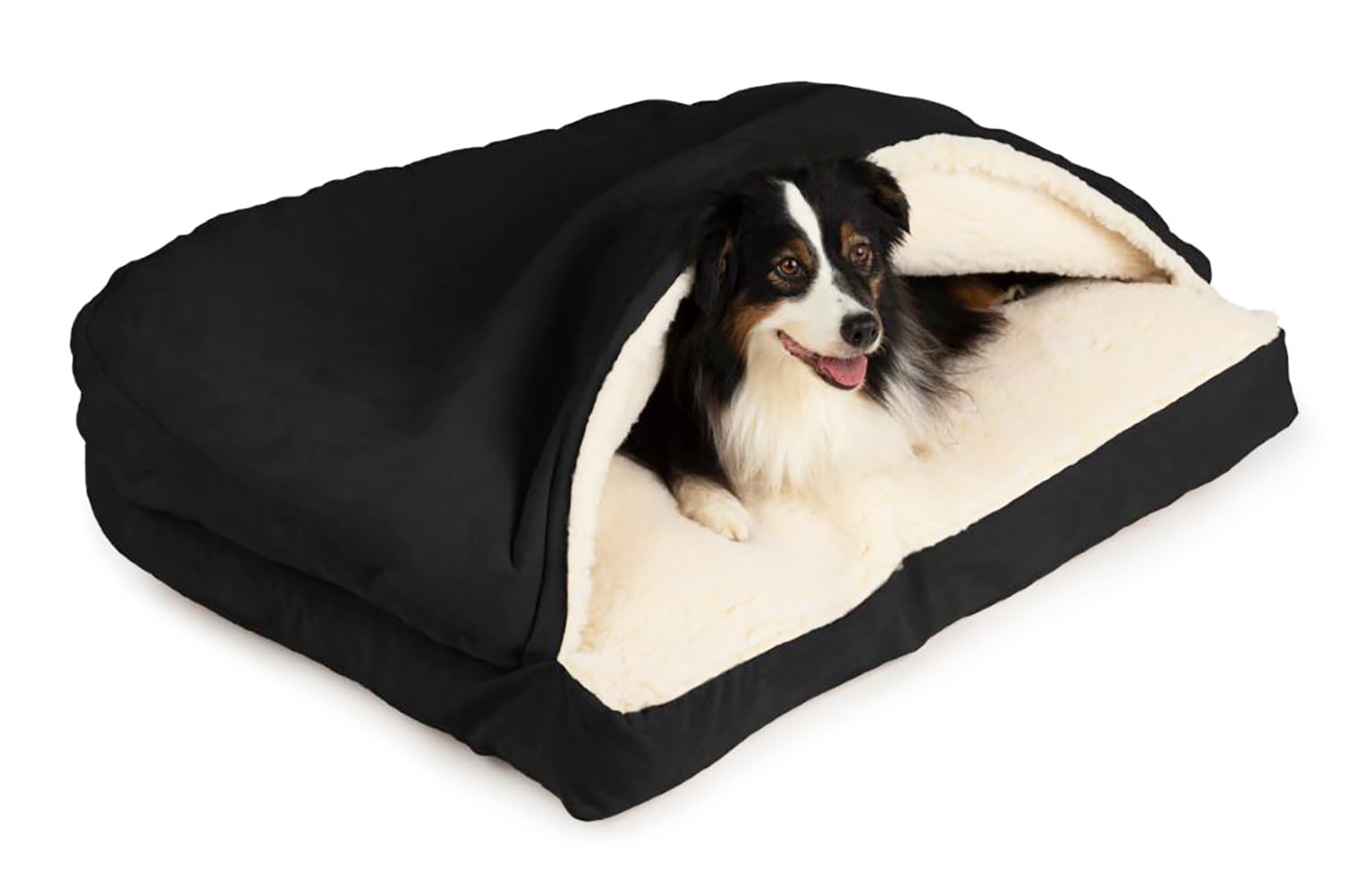 Snoozer Pet Products Luxury Rectangle Cozy Cave Dog Bed With Microsuede, Extra Large, Black
