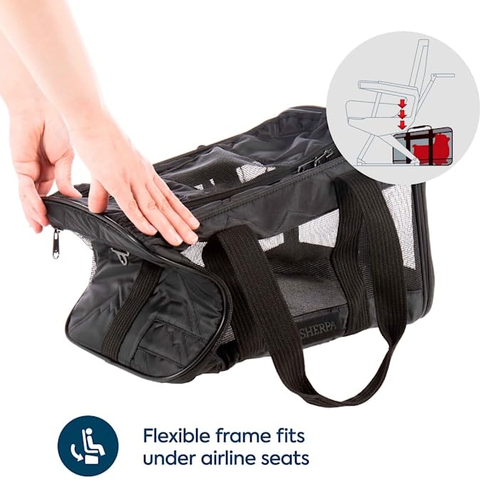Sherpa Deluxe Airline Approved Soft Sided Dog & Cat Carrier, Black, Large