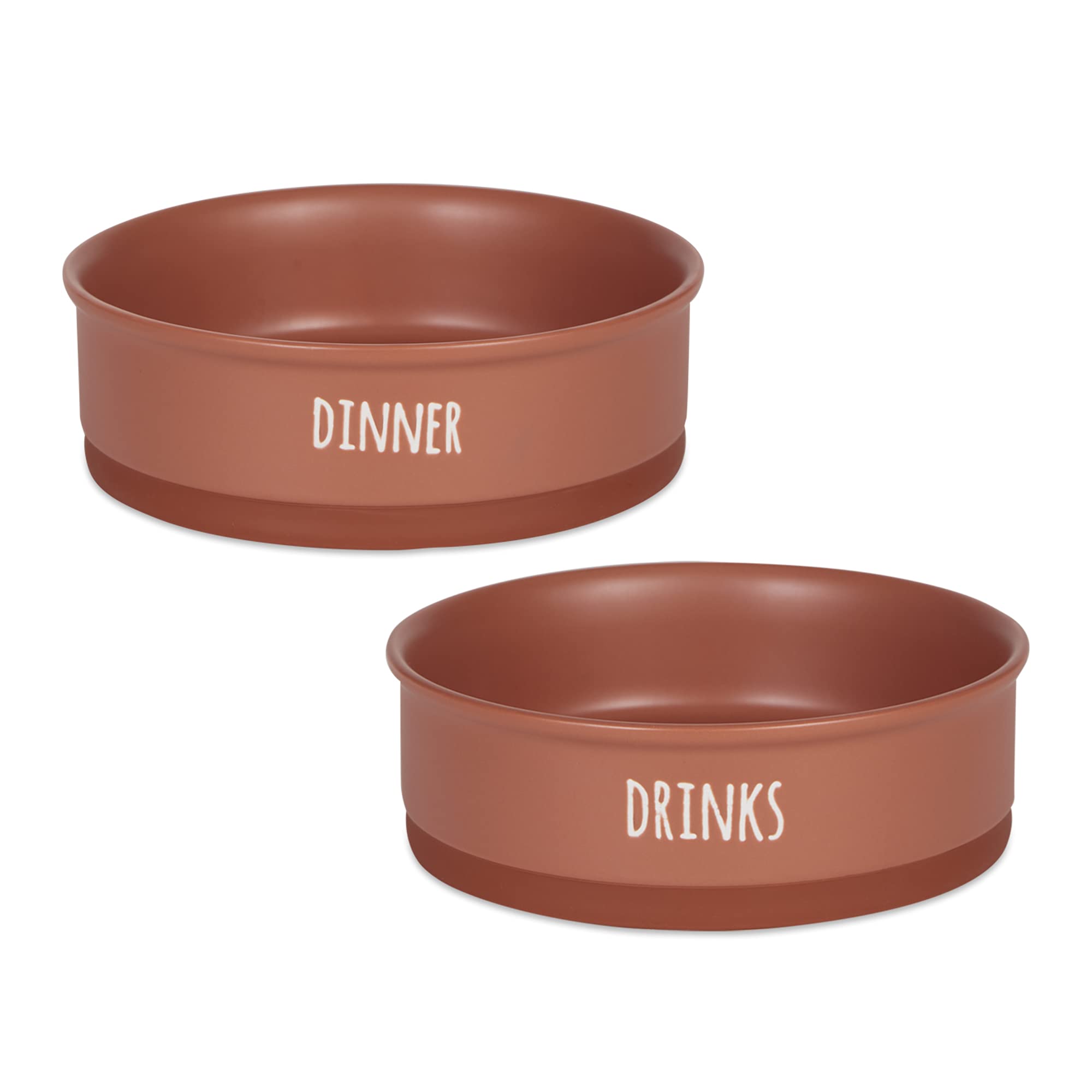 Bone Dry Ceramic Pet Bowls for Dogs & Cats Dishwasher & Microwave Safe, Non-Slip Bottom for Secure Feeding with Less Mess, Large