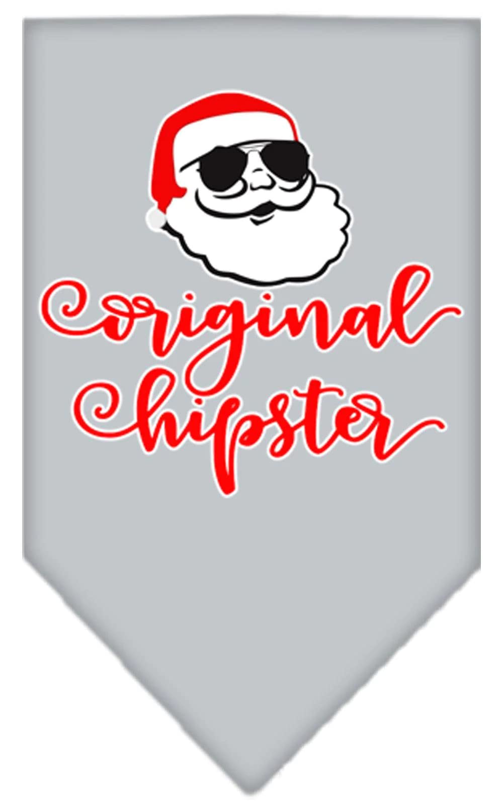 Christmas Pet and Dog Bandana Screen Printed, "Original Hipster" Navy Blue Large