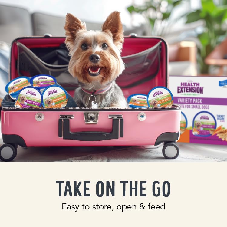 Health Extension Little Cups Grain-Free Wet Dog Food, Small Breed - Variety Box (6 Chicken/6 Turkey) 3.5 oz - Easy to Digest, Id