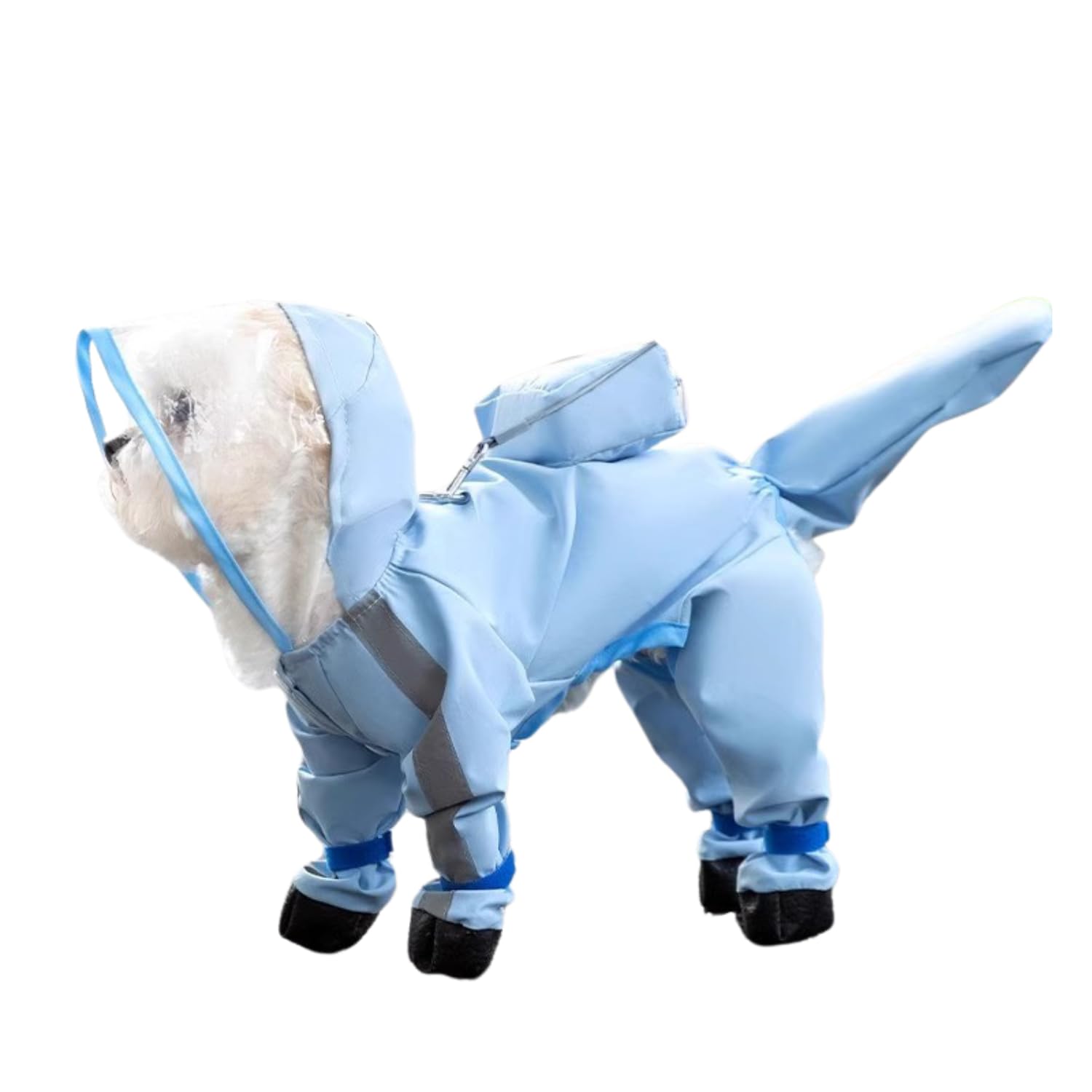 Harikaji Small Dog Raincoat, Tail Protect Feet Cover Waterproof Dog Rain Jacket For Puppy, Blue, Xs
