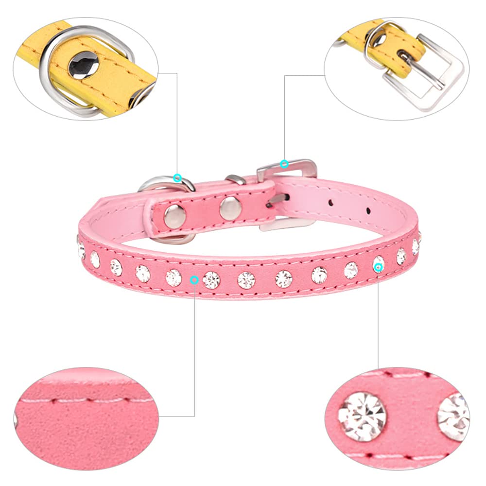 Puppy Dog Collar With Crystal Diamond Colorful Bling Girl Puppy Cat Collars Rose Xxs