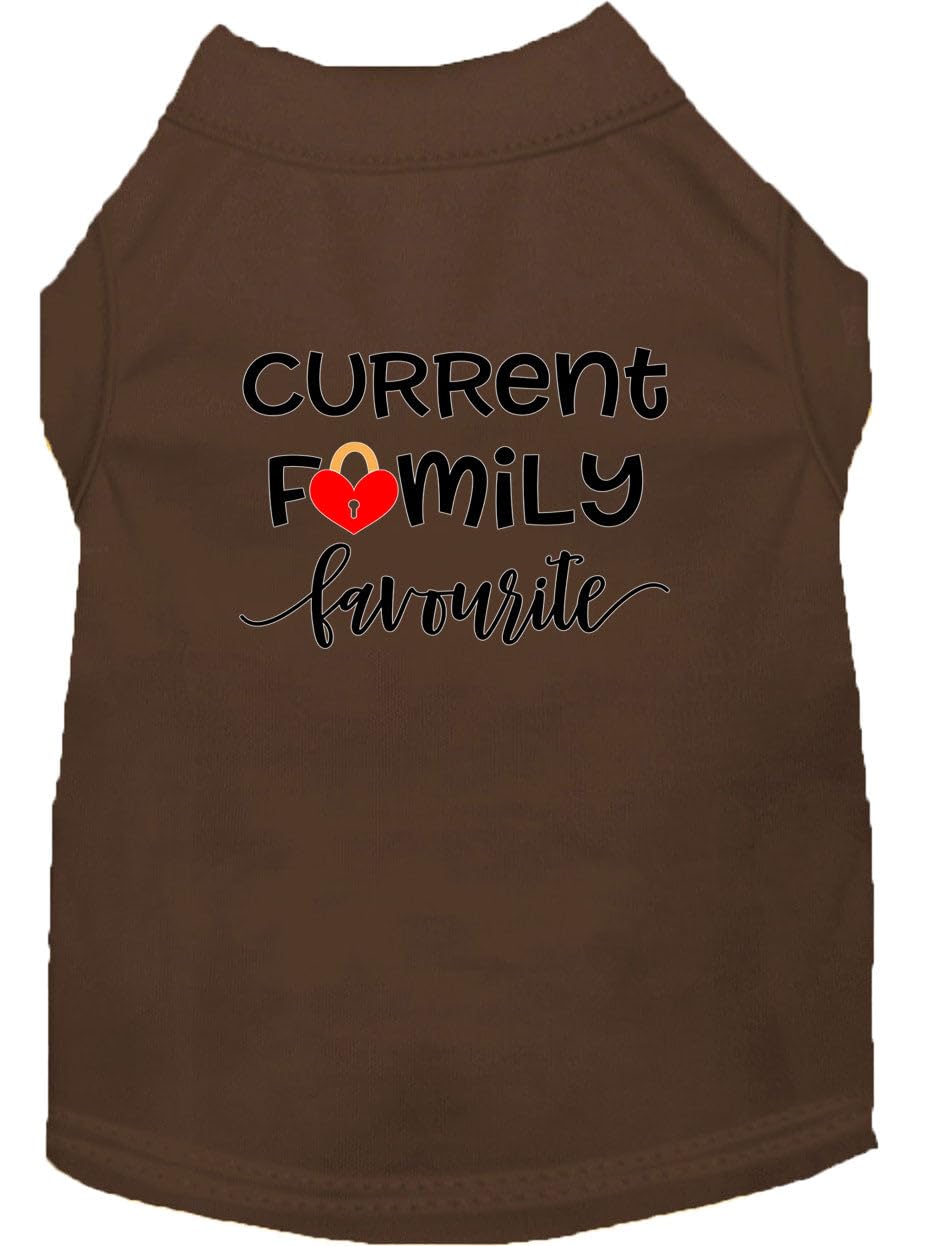 Pet Dog & Cat Shirt Screen Printed, "Current Family Favorite" Brown 2XL (20-25 lbs.)