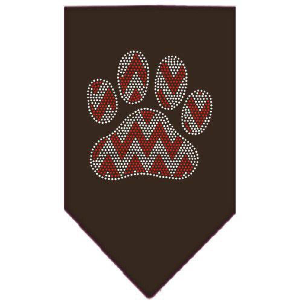 Christmas Pet and Dog Bandana Rhinestone, "Candy Cane Chevron Paw" Navy Blue Small