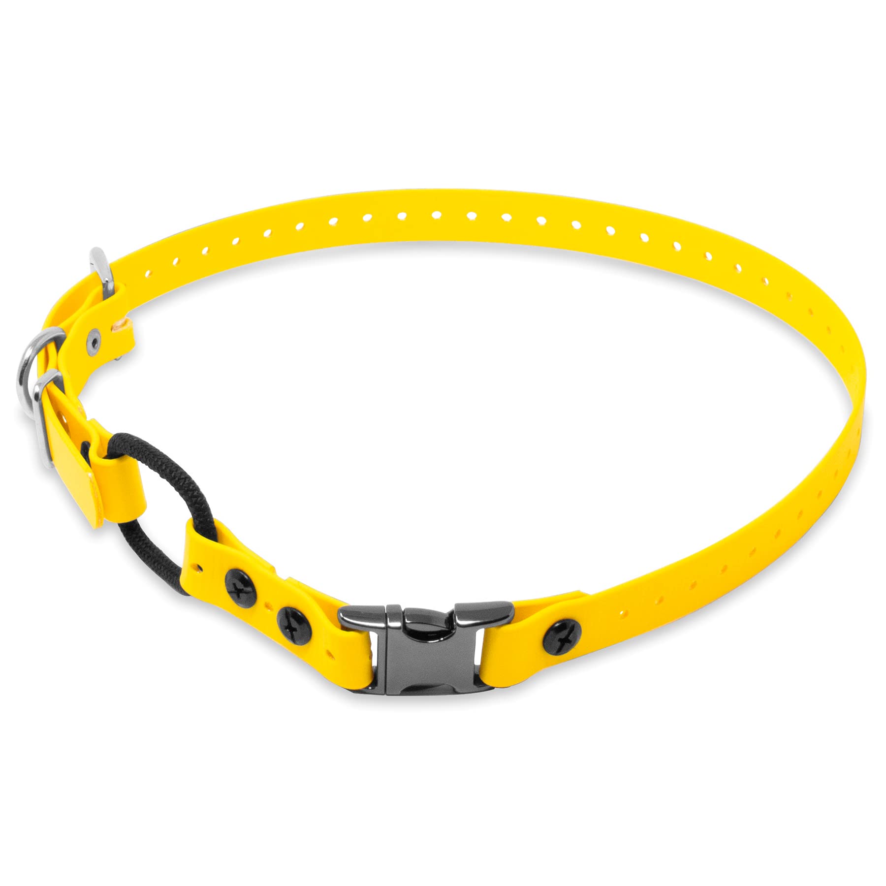 Educator Quick Snap Bungee Dog Collar, Biothane, Waterproof, Odorproof, Easy Connect And Disconnect Clasp And D Ring With Comfort Bungee Loop, Adjustable For Custom Fit, 3/4-Inch, Yellow