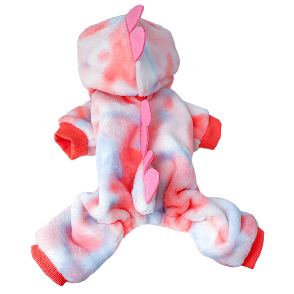 Anelekor Dinosaur Dog Clothes For Small Puppy Girl, Boy: Fleece Winter Puppy Coat With Leash Ring, Cat Costume For Cold Weather,