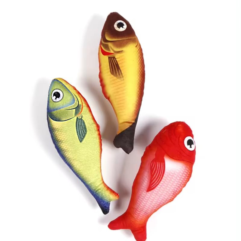 Psk Pet Mart Fish Cat Chew Toys, Bite Resistant Catnip Toys With Bell Inside, Plush Cartoon Kitten Teething Interactive Toy Pack