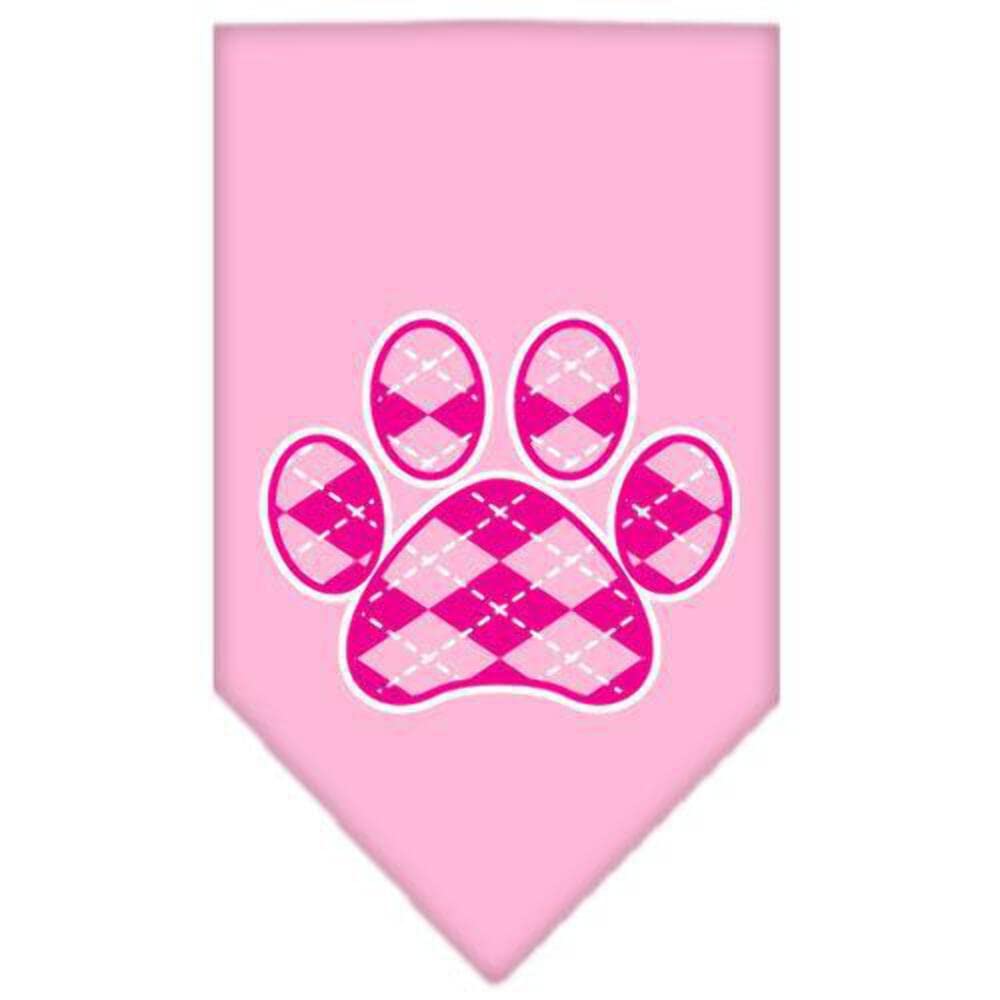 Mirage Pet Products Argyle Paw Pink Screen Print Bandana for Pets, Large, Yellow