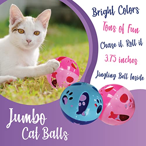 Lovinpup Cat Ball Toy With Bell Larger Size, Bells Jingle As Balls Roll, Cat Toy For Small Or Large Cats, Or Other Animals (Blue