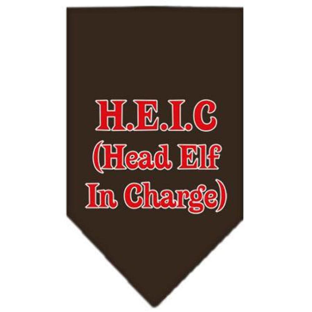 Mirage Pet Products Head Elf in Charge Screen Print Bandana for Pets, Large, Purple