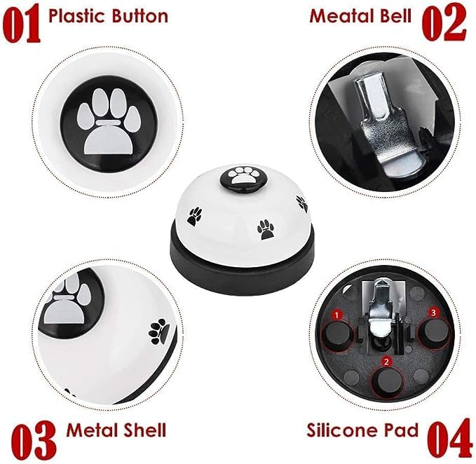 Slowton Dog Doorbells, 2 Pack Metal Bell Dog Training With Non Skid Rubber Bottoms Dog Door Bell For Potty Training Clear Ring Pet Tool Communication Device For Small Dogs Cats (Red+White)