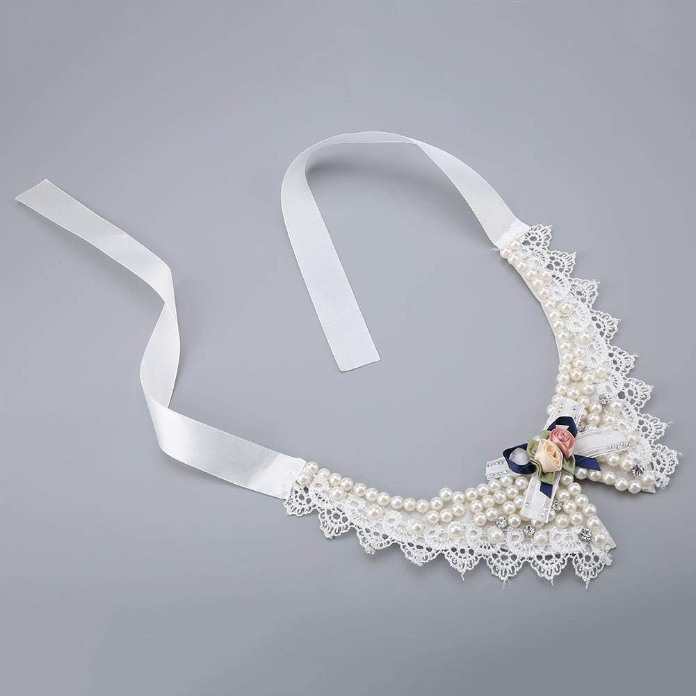 Pet Beautiful Pearl Necklace, Teddy Adjustable Bow Tie with Pearl Dogs Neck Collar Wedding Party Pets Headwear for Pets Cats Dog