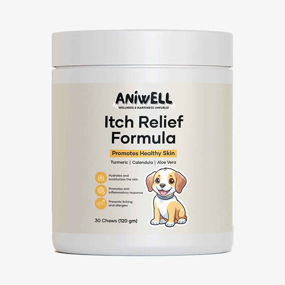 Aniwell Itch Relief Chews for Dogs - Vitamin E & Borage Oil Supplement - Packed with Beneficial Fatty Acids for Healthy Skin - S