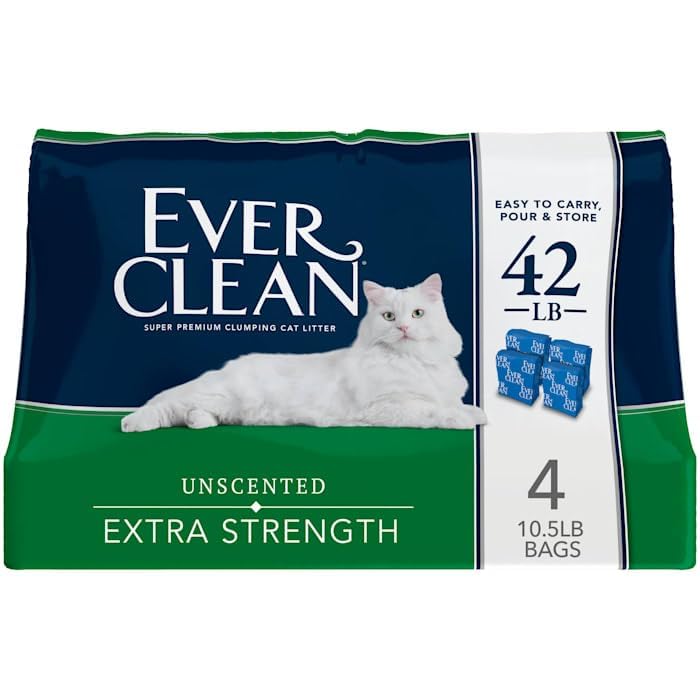 Ever Clean Extra Strength Clumping Cat Litter, Unscented, 42 lbs, Activated Carbon