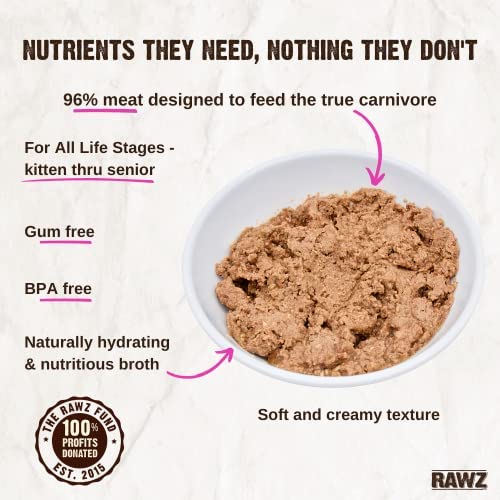 Rawz Natural Premium Pate Canned Cat Wet Food - Made with Real Meat Ingredients No BPA or Gums - 5.5oz Cans 24 Count (Rabbit & P