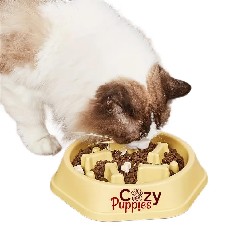 Cozy Puppies Pet Slow Feeder Bowl Plastic AntiChoking Dog Food Bowl Interactive NonSlip Cat Food Basin1 Piece (Color May Vary
