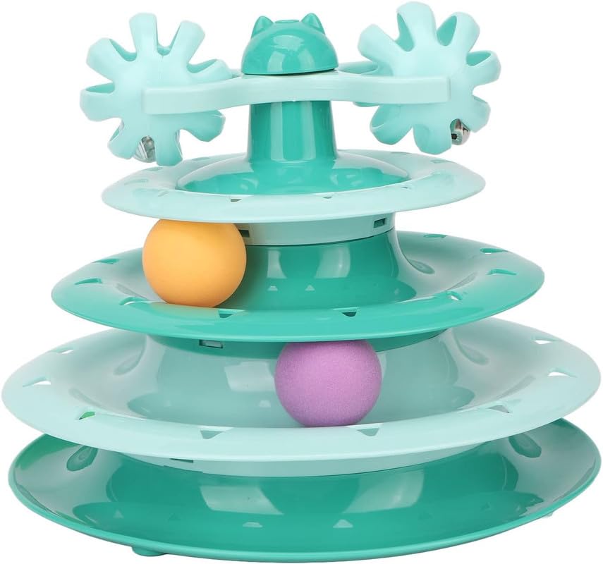 Psk Pet Mart Pet Interactive Toy Fun Roller Exerciser 4 Level Cat Teaser Ball Toy With 3 Colorful Balls