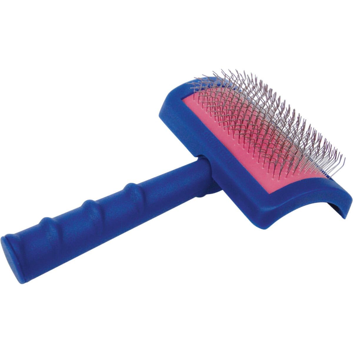 Show Tech Tuffer Than Tangles Slicker Brush for Dogs, Medium Size, Blue, Angled Pins, Comfort Grip Handle, Model ST-91026