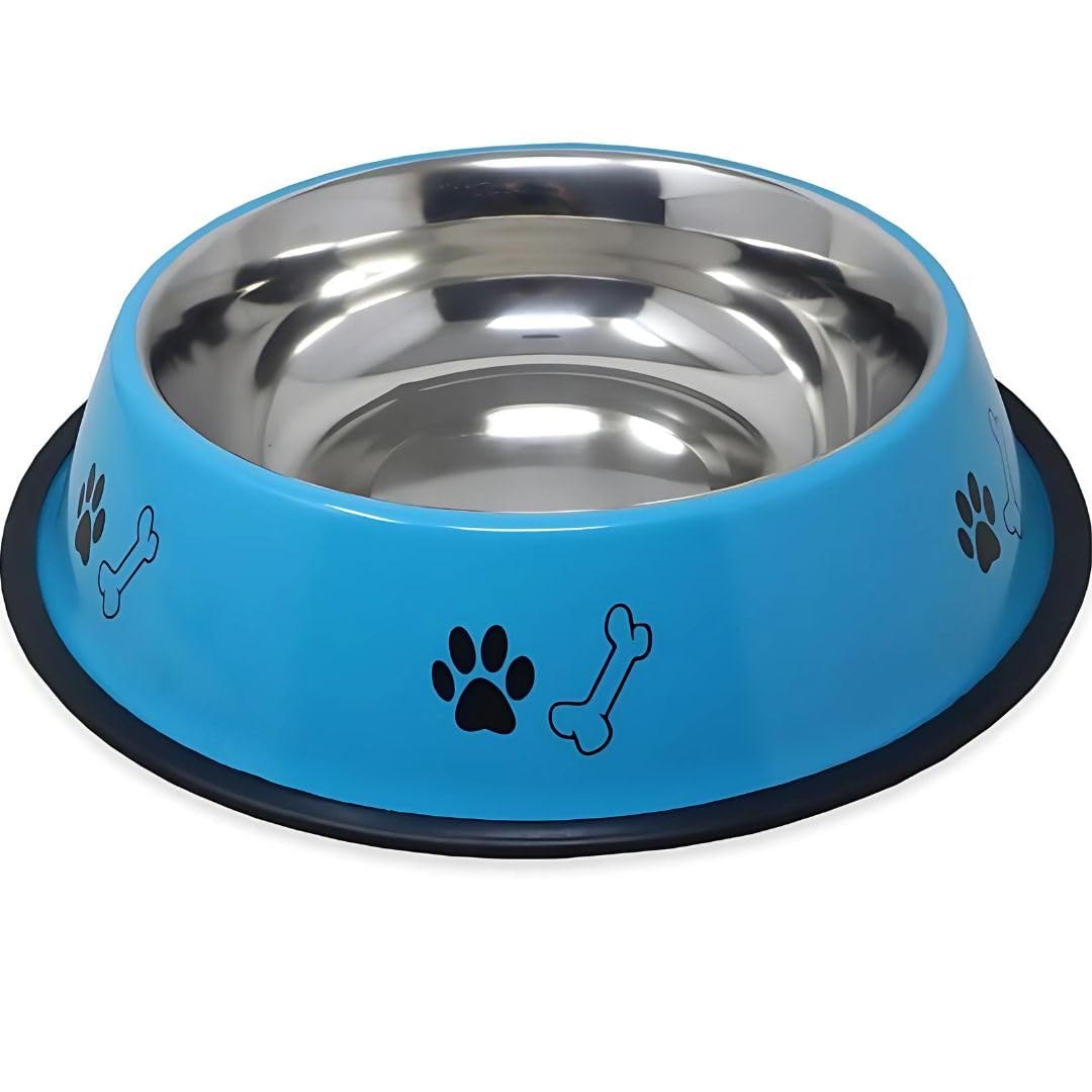 Pet Fun Stainless Steel Dog Bowl 450Ml | NonSlip Rubber Base | Durable & Lightweight | Easy To Clean Feeding & Watering Bowl Fo