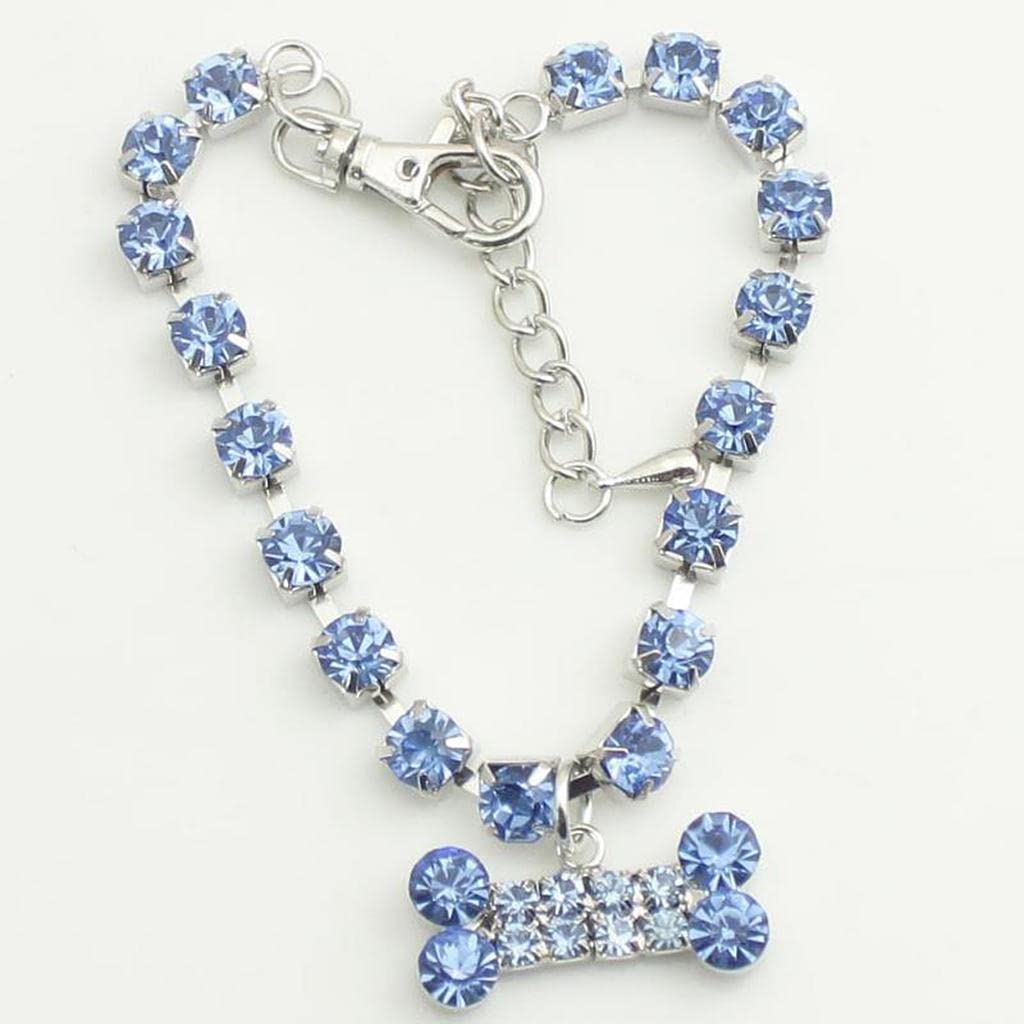 Bnf Crystal Diamante Bone Rhinestone Pendant Pet Necklace Dog Jewelry Blue M|Pet Supplies | Dog Supplies | Collars| 1X Pet Dog N