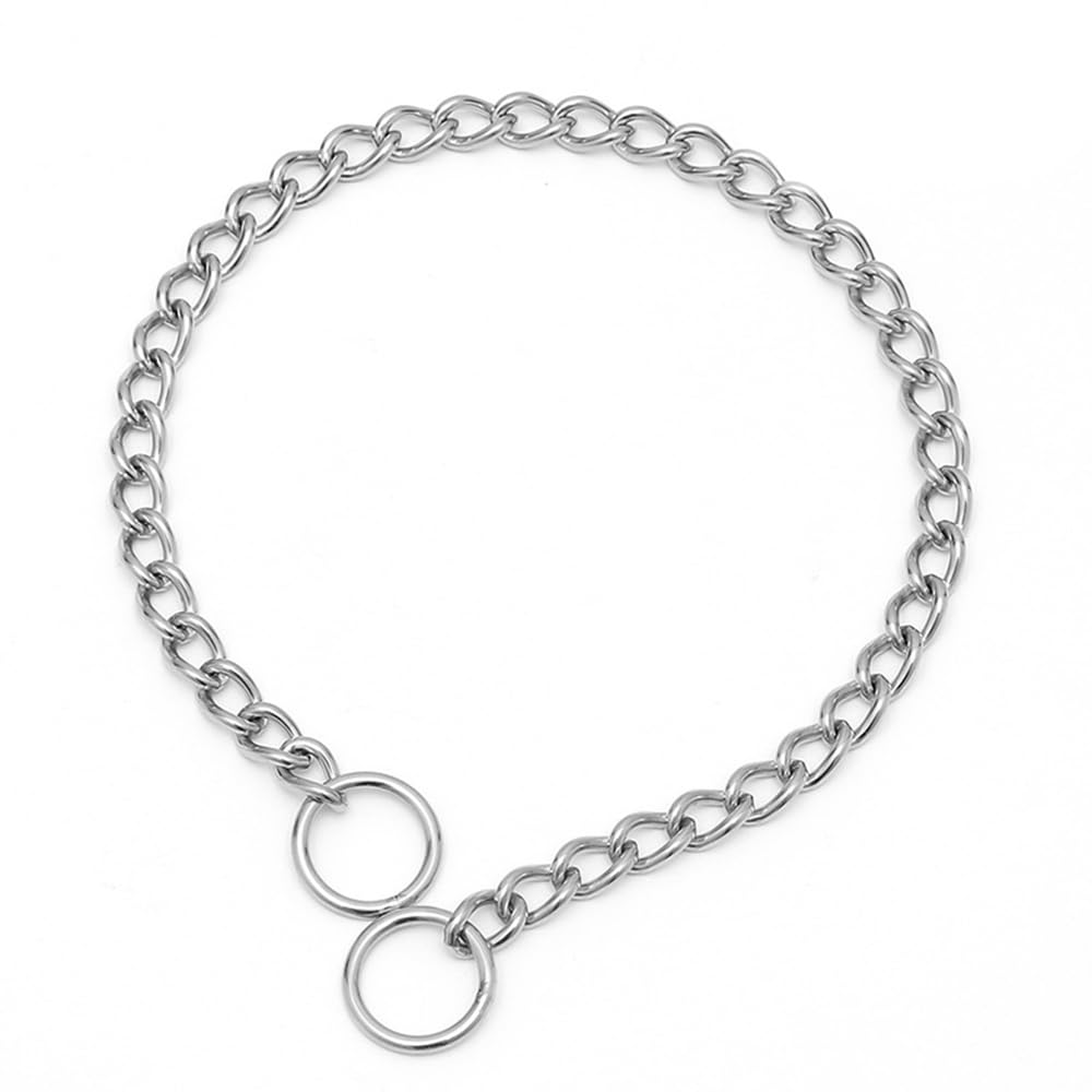 Silver Chain Choke Collar For Dogs, Stainless Steel Slip P Link Training Dog Choker Martingale Collars Puppy Chains For Xxs Xs S