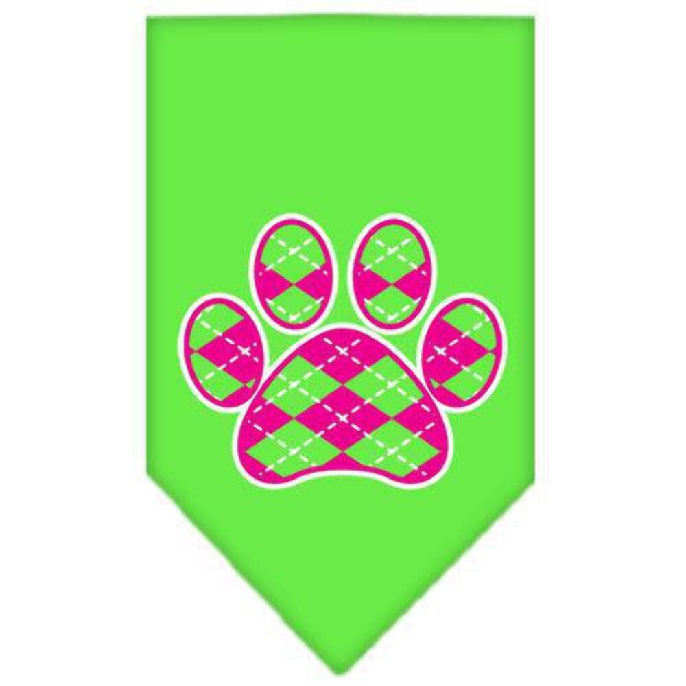 Mirage Pet Products Argyle Paw Pink Screen Print Bandana for Pets, Small, Grey